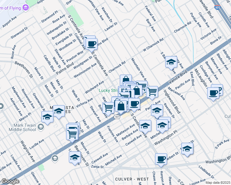 map of restaurants, bars, coffee shops, grocery stores, and more near 3744 Colonial Avenue in Los Angeles
