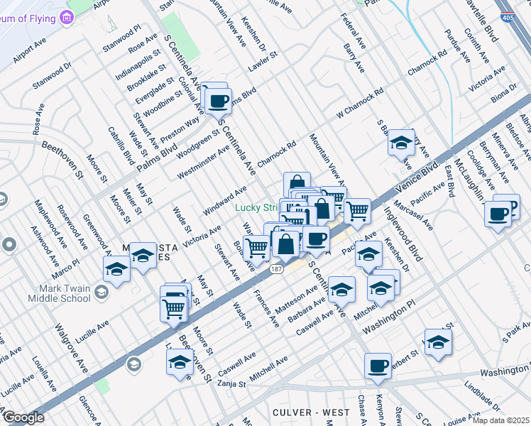 map of restaurants, bars, coffee shops, grocery stores, and more near 3744 Colonial Avenue in Los Angeles