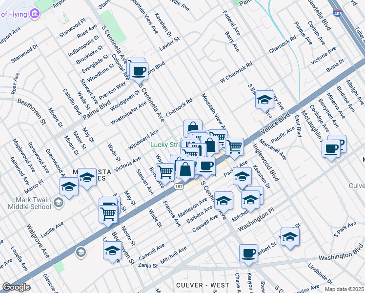 map of restaurants, bars, coffee shops, grocery stores, and more near 3744 Colonial Avenue in Los Angeles