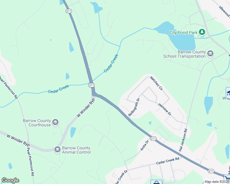 map of restaurants, bars, coffee shops, grocery stores, and more near in Winder