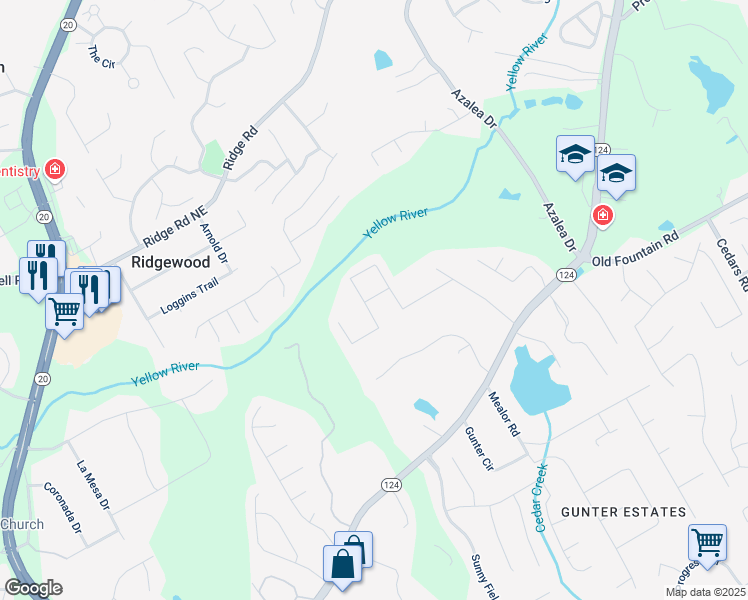 map of restaurants, bars, coffee shops, grocery stores, and more near 831 Pine Arbor Lane in Lawrenceville