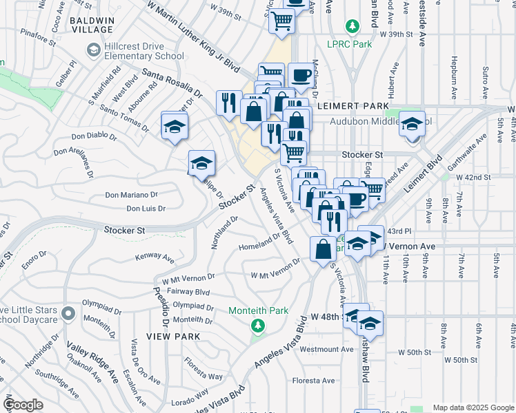 map of restaurants, bars, coffee shops, grocery stores, and more near 4220 Palmero Boulevard in Los Angeles