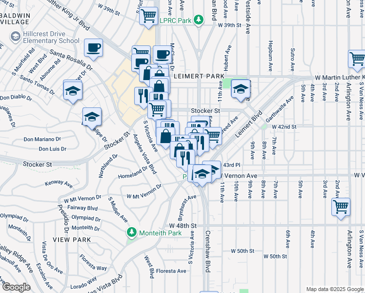 map of restaurants, bars, coffee shops, grocery stores, and more near 4269 McClung Drive in Los Angeles