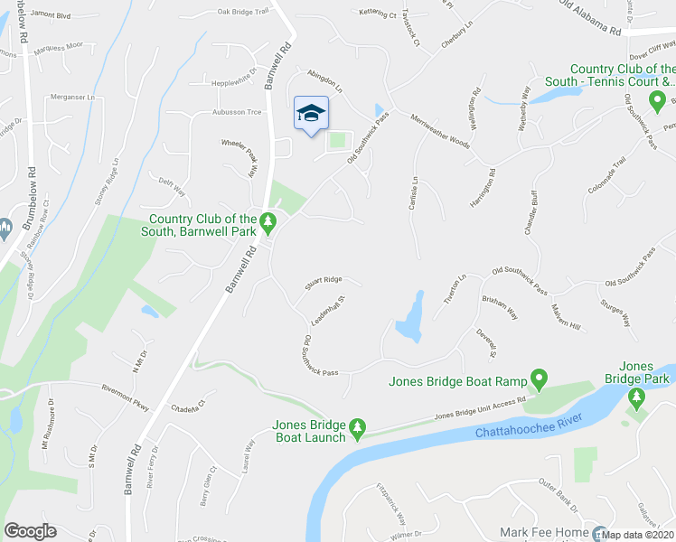 map of restaurants, bars, coffee shops, grocery stores, and more near 1255 Stuart Ridge in Alpharetta