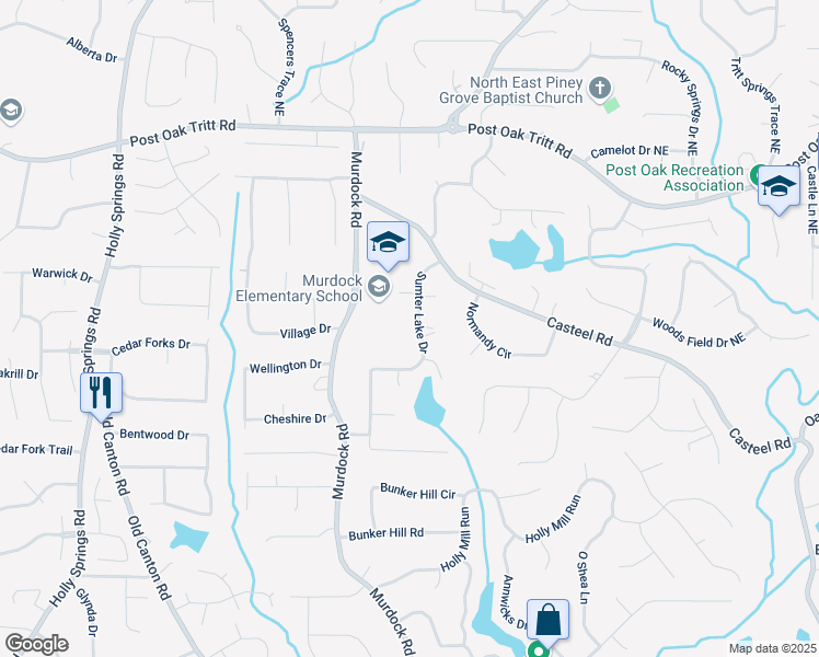 map of restaurants, bars, coffee shops, grocery stores, and more near 2330 Sumter Lake Drive in Marietta