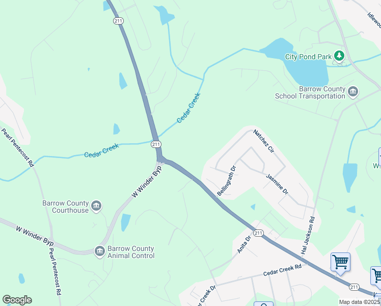 map of restaurants, bars, coffee shops, grocery stores, and more near in Winder