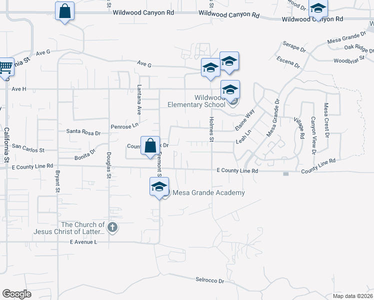 map of restaurants, bars, coffee shops, grocery stores, and more near 13609 Country Creek Court in Yucaipa