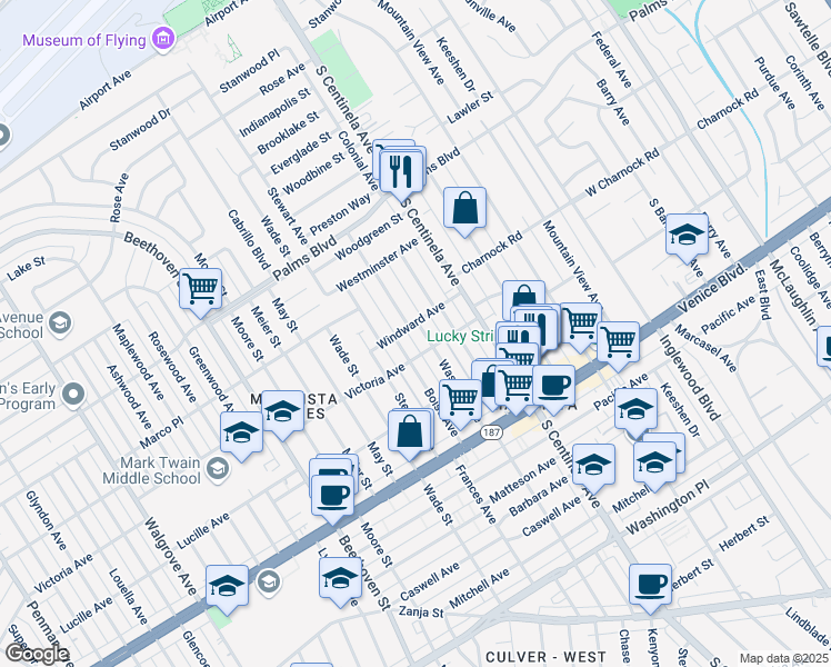 map of restaurants, bars, coffee shops, grocery stores, and more near 3630 Wasatch Avenue in Los Angeles