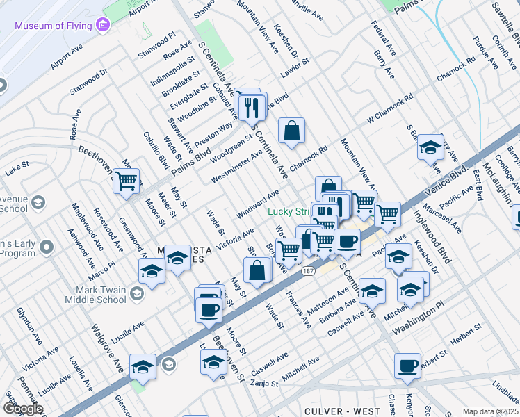 map of restaurants, bars, coffee shops, grocery stores, and more near 3630 Wasatch Avenue in Los Angeles