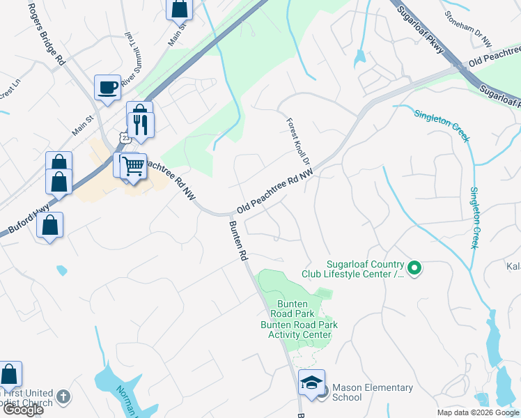 map of restaurants, bars, coffee shops, grocery stores, and more near 2503 Winsley Place in Duluth