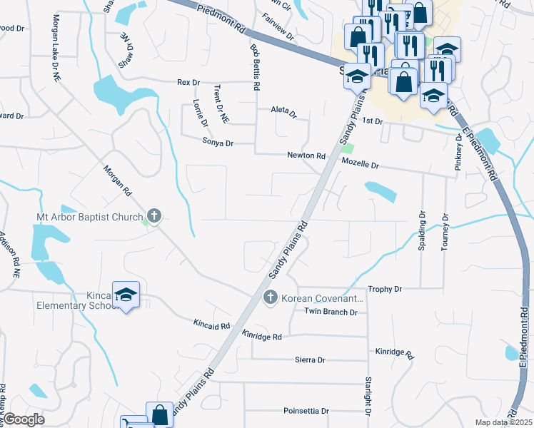 map of restaurants, bars, coffee shops, grocery stores, and more near 1691 Whitlock Road in Marietta