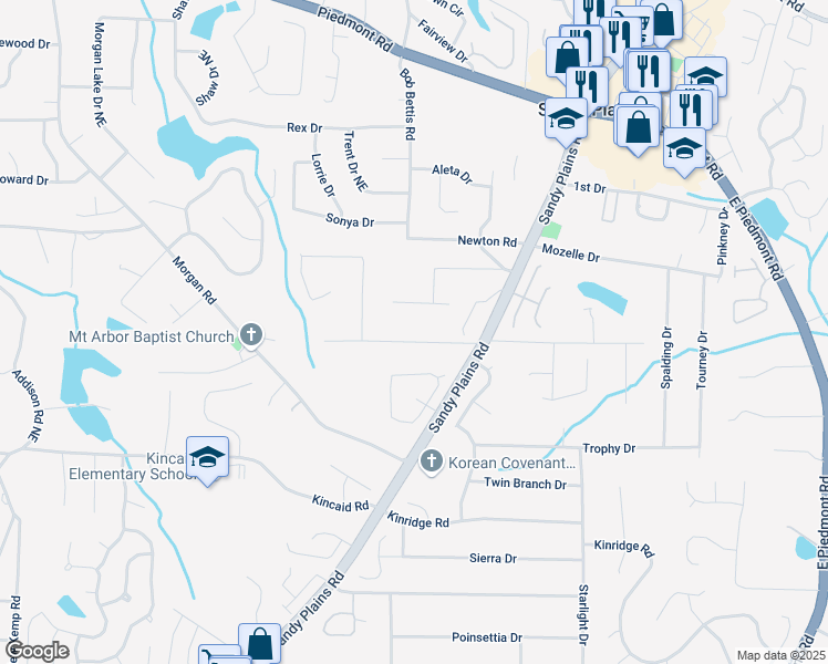 map of restaurants, bars, coffee shops, grocery stores, and more near 1689 Whitlock Road in Marietta