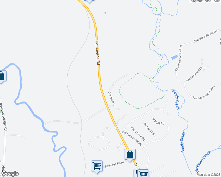 map of restaurants, bars, coffee shops, grocery stores, and more near 177 Oak Bluff Drive in Athens