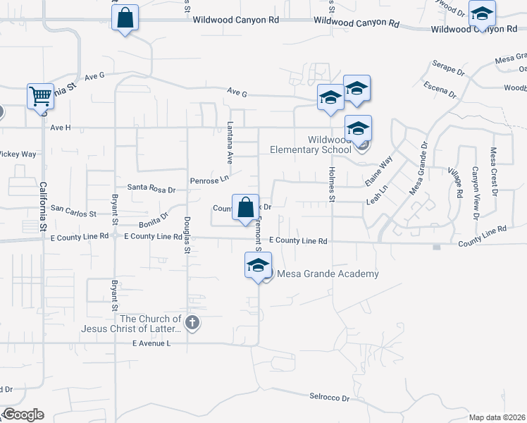 map of restaurants, bars, coffee shops, grocery stores, and more near 35710 Country Creek Drive in Yucaipa