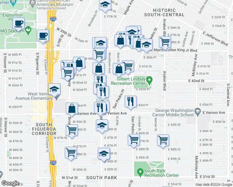 map of restaurants, bars, coffee shops, grocery stores, and more near 4231 Wall Street in Los Angeles