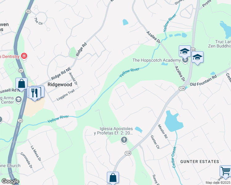 map of restaurants, bars, coffee shops, grocery stores, and more near 737 Pine Lane in Lawrenceville