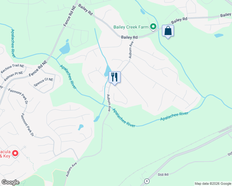 map of restaurants, bars, coffee shops, grocery stores, and more near 220 Roland Manor Drive in Dacula