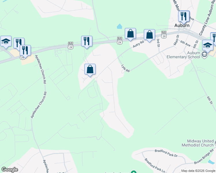 map of restaurants, bars, coffee shops, grocery stores, and more near 1462 Berry Way in Auburn