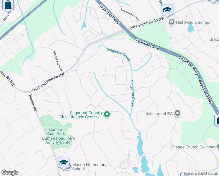 map of restaurants, bars, coffee shops, grocery stores, and more near 2154 Wynnton Point Northwest in Duluth