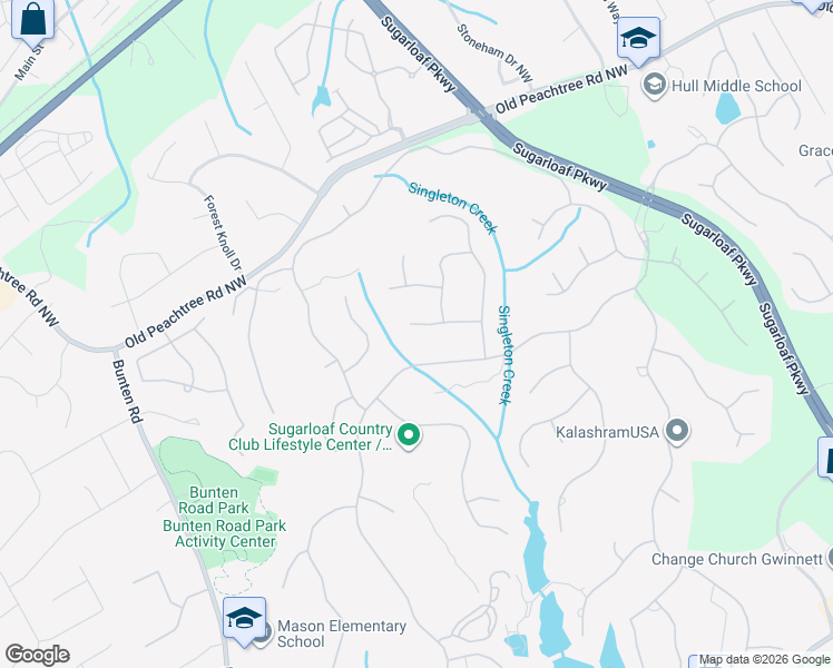map of restaurants, bars, coffee shops, grocery stores, and more near 2154 Wynnton Point Northwest in Duluth