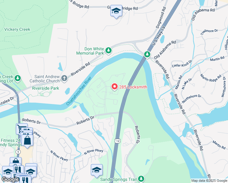 map of restaurants, bars, coffee shops, grocery stores, and more near 106 Wedgewood Way in Atlanta
