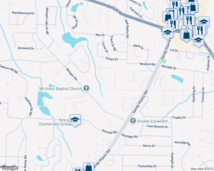 map of restaurants, bars, coffee shops, grocery stores, and more near 1555 Whitlock Road in Marietta