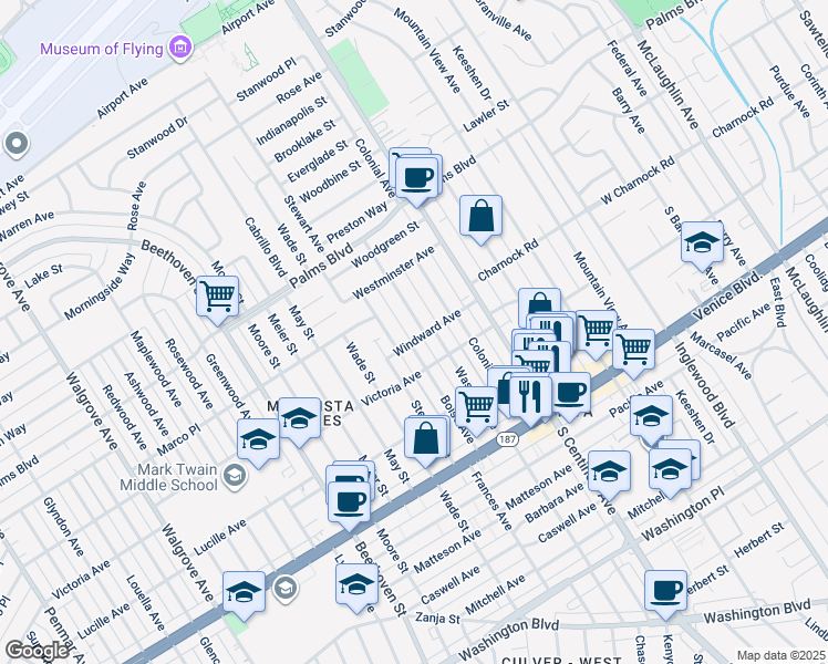 map of restaurants, bars, coffee shops, grocery stores, and more near 3631 Wasatch Avenue in Los Angeles