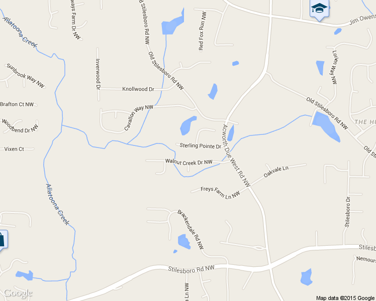 map of restaurants, bars, coffee shops, grocery stores, and more near 4435 Sterling Pointe Drive in Kennesaw