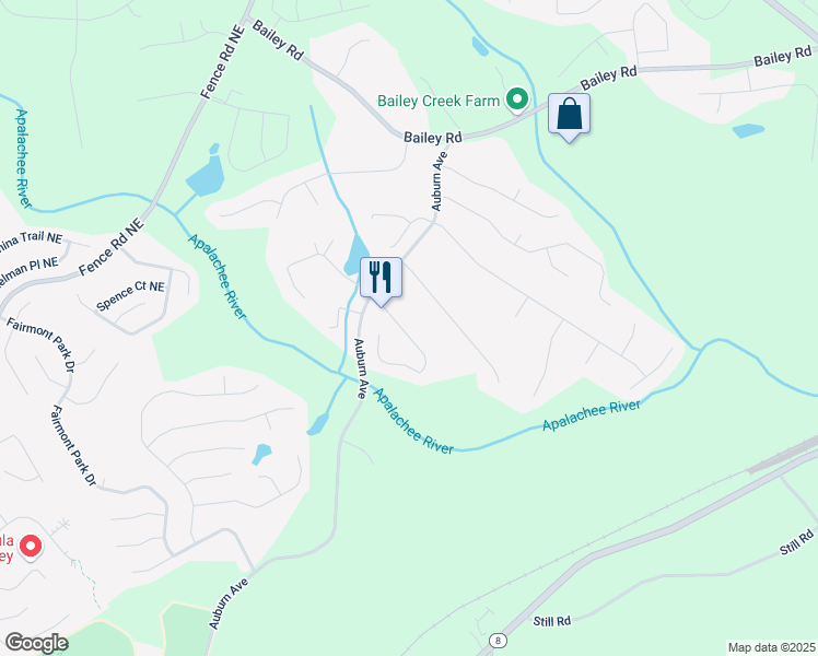 map of restaurants, bars, coffee shops, grocery stores, and more near 515 Roland Manor Drive in Dacula
