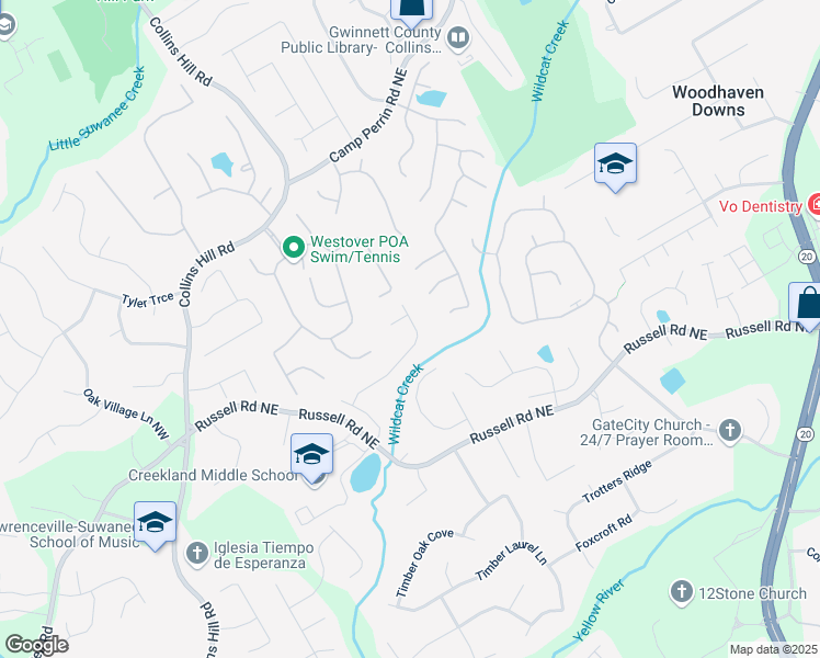 map of restaurants, bars, coffee shops, grocery stores, and more near 1770 Laurel Creek Drive in Lawrenceville