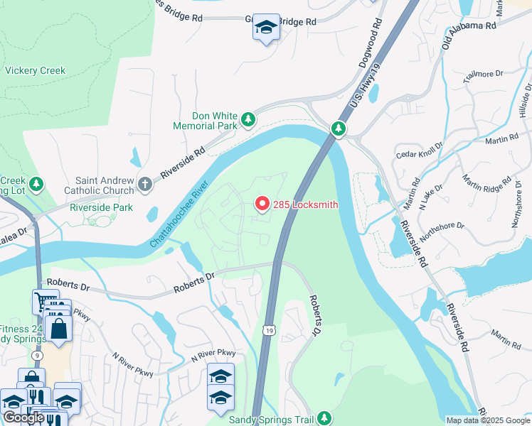 map of restaurants, bars, coffee shops, grocery stores, and more near 106 Wedgewood Way in Atlanta