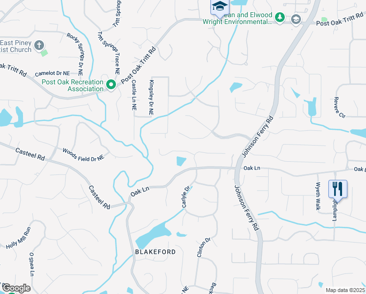 map of restaurants, bars, coffee shops, grocery stores, and more near 3761 Bays Ferry Way in Marietta