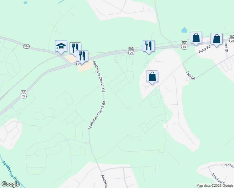 map of restaurants, bars, coffee shops, grocery stores, and more near 31 West Stephens Street in Auburn