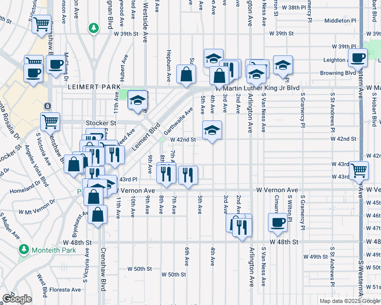 map of restaurants, bars, coffee shops, grocery stores, and more near 4229 Sutro Avenue in Los Angeles