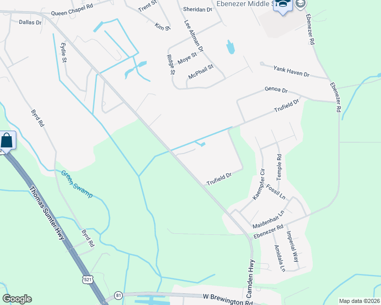 map of restaurants, bars, coffee shops, grocery stores, and more near 3121 Camden Highway in Sumter
