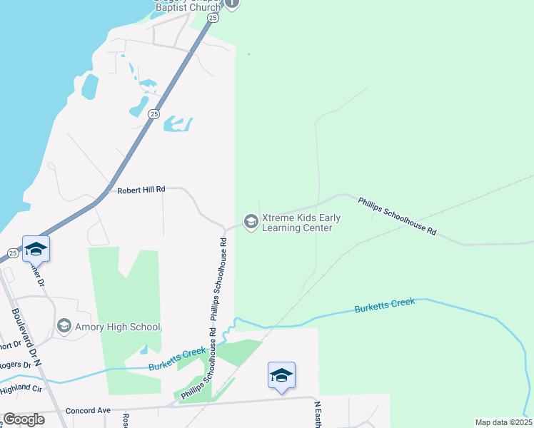 map of restaurants, bars, coffee shops, grocery stores, and more near 60081 Phillips Schoolhouse Road in Amory
