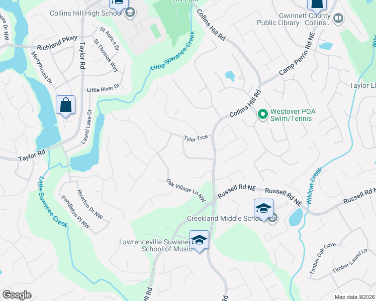 map of restaurants, bars, coffee shops, grocery stores, and more near 1909 Stonebrook Way in Lawrenceville