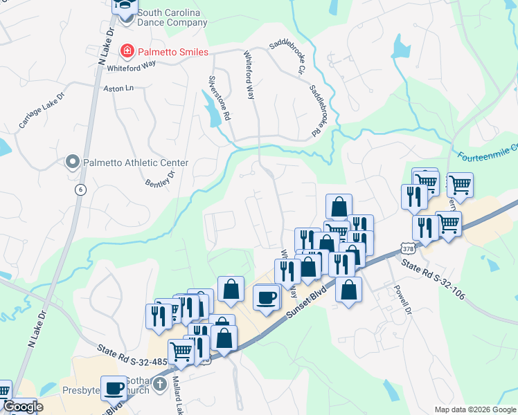 map of restaurants, bars, coffee shops, grocery stores, and more near 2303 Laryn Lane in Lexington