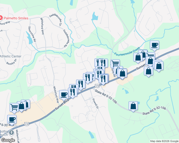 map of restaurants, bars, coffee shops, grocery stores, and more near 224 Hickory Meadow Road in Lexington