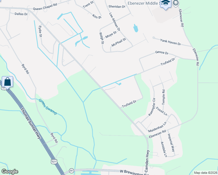map of restaurants, bars, coffee shops, grocery stores, and more near 3121 Camden Highway in Sumter