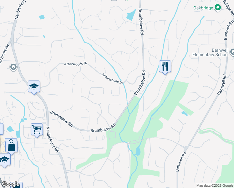 map of restaurants, bars, coffee shops, grocery stores, and more near 845 Kings Arms Way in Alpharetta