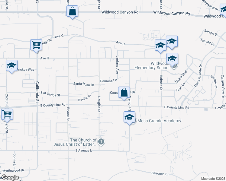 map of restaurants, bars, coffee shops, grocery stores, and more near 35578 Country Creek Drive in Yucaipa