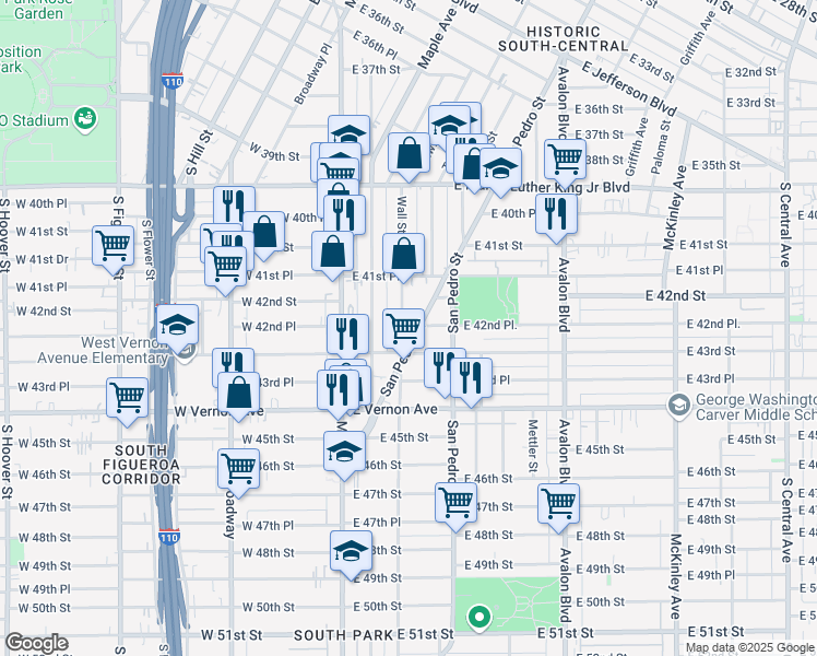 map of restaurants, bars, coffee shops, grocery stores, and more near 4230 Wall Street in Los Angeles