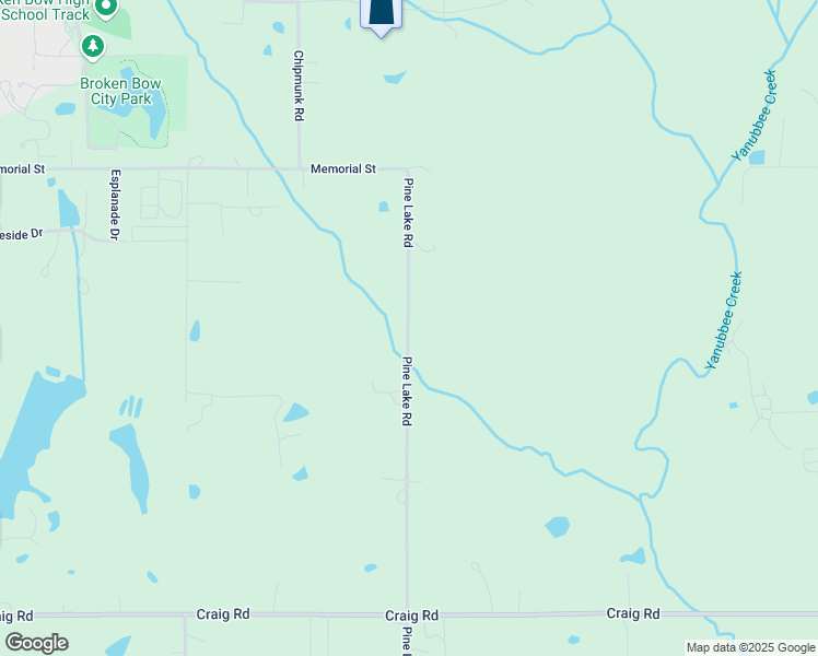 map of restaurants, bars, coffee shops, grocery stores, and more near 242 Pine Lake Road in Broken Bow