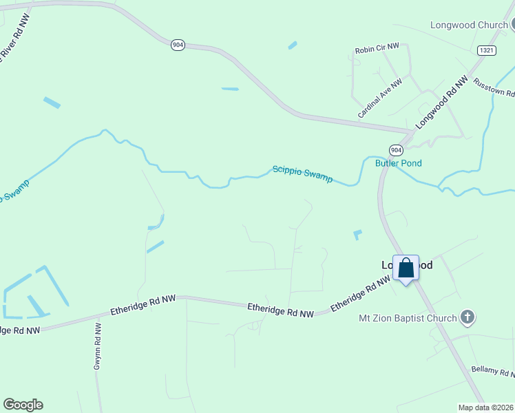 map of restaurants, bars, coffee shops, grocery stores, and more near 7624 Copperhead Rd NW in Longwood