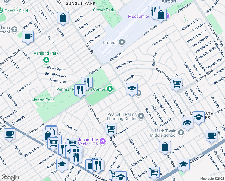 map of restaurants, bars, coffee shops, grocery stores, and more near 1341 Lake Street in Los Angeles