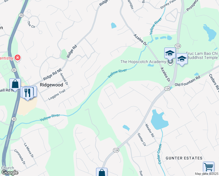 map of restaurants, bars, coffee shops, grocery stores, and more near 807 Pine Lane in Lawrenceville