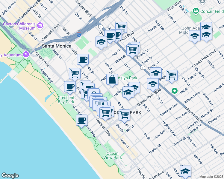 map of restaurants, bars, coffee shops, grocery stores, and more near 2311 4th Street in Santa Monica