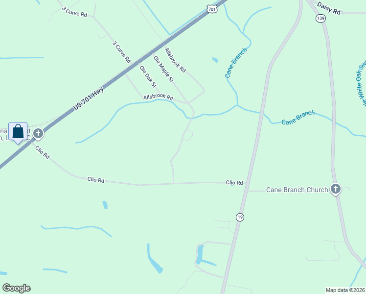 map of restaurants, bars, coffee shops, grocery stores, and more near 280 Ole Maple Street in Loris