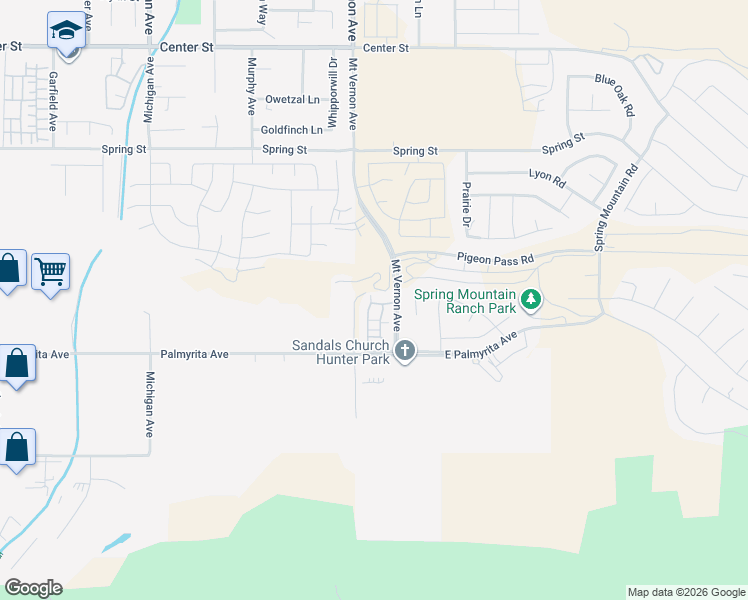 map of restaurants, bars, coffee shops, grocery stores, and more near 20046 Red Rock Avenue in Riverside